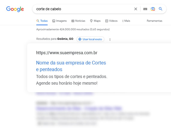 Exemplo de como funciona na prática?
Nós, da TDH WebSites buscamos conquistar clientes que pesquisam por empresas de construção de sites em Goiânia, empresas que fazem sites, construtores de sites e outros. São termos diferentes, mais que remetem sempre ao nosso serviço principal, que é criação de sites. Utilizando nossas técnicas de otimização de sites para os termos acima, conseguimos um bom ranqueamento no Google e com isso, clientes que buscam empresas de criação de sites.
A frase abaixo nos diz claramente a necessidade de trabalhar a “encontrabilidade” de qualquer site. Já ouviu alguém dizer que tem um site, mas que este nunca lhe trouxe resultados? Talvez o motivo seja a falta de orientação e assessoria adequada no ato da criação do site. - TDH Websites
